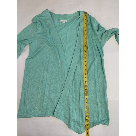 J. Jill Love Linen Open Front Cardigan Womens Size Small Green Long Sleeve - Picture 7 of 7
